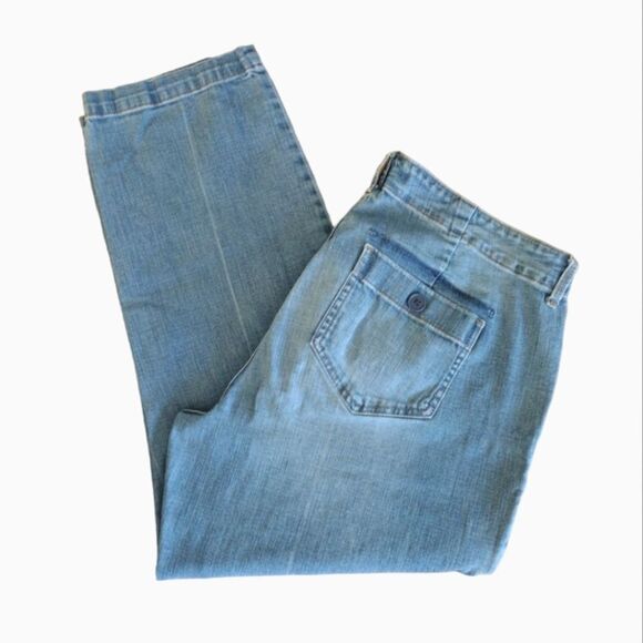 Y2K High Rise Straight Leg Capri Jeans with Pockets Size 12 - Picture 6 of 12